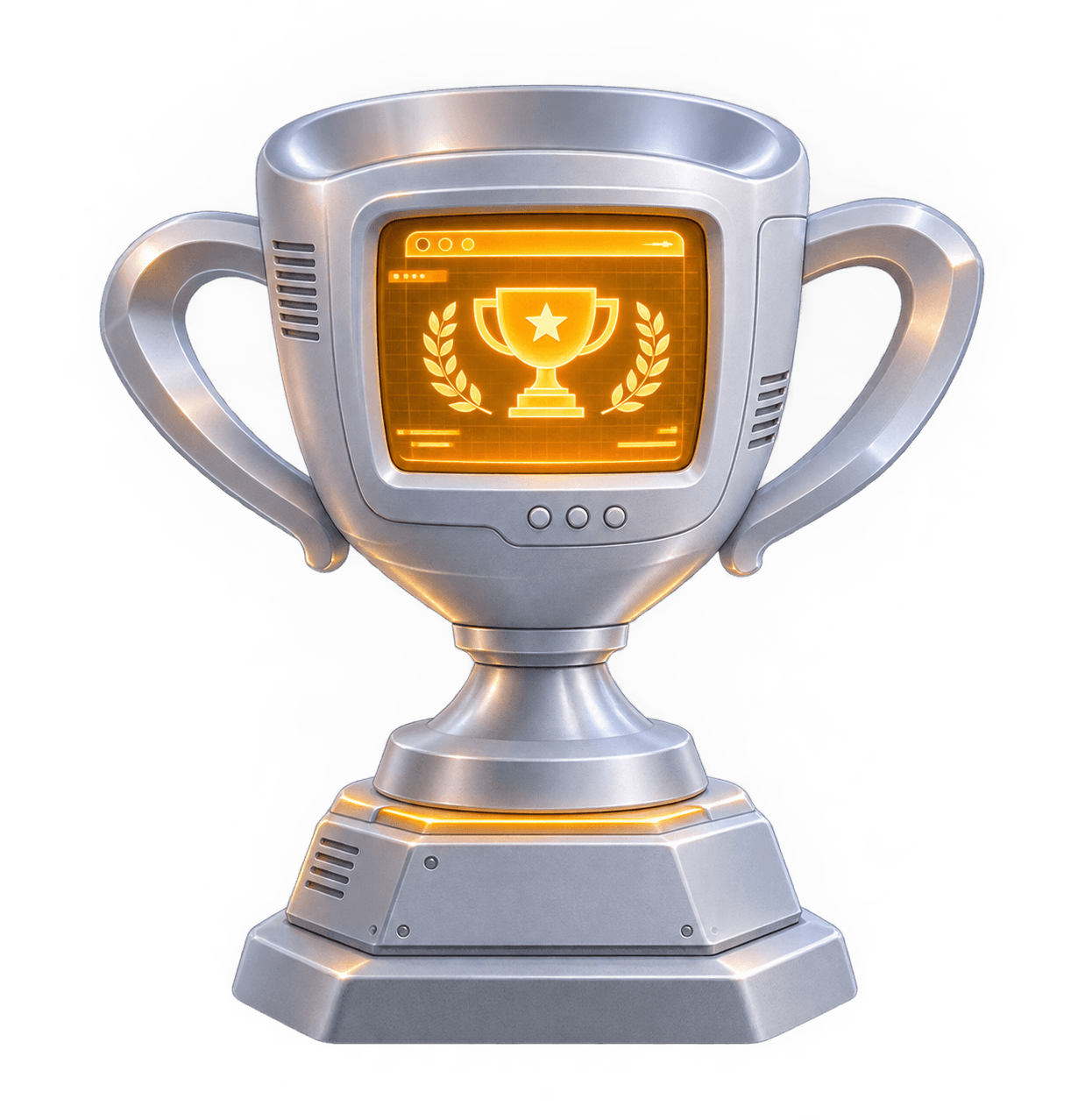 Piala CRT retro-futuristik dengan layar bercahaya